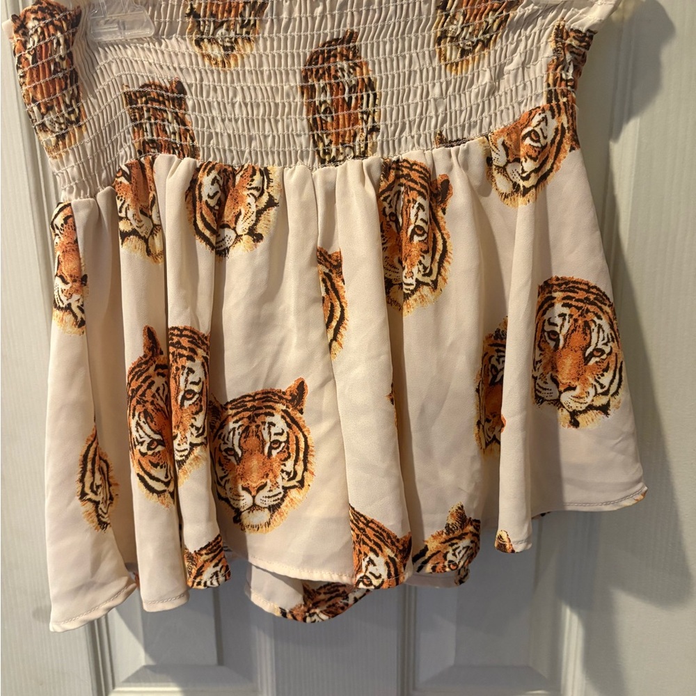 Tiger Print Smocked Top